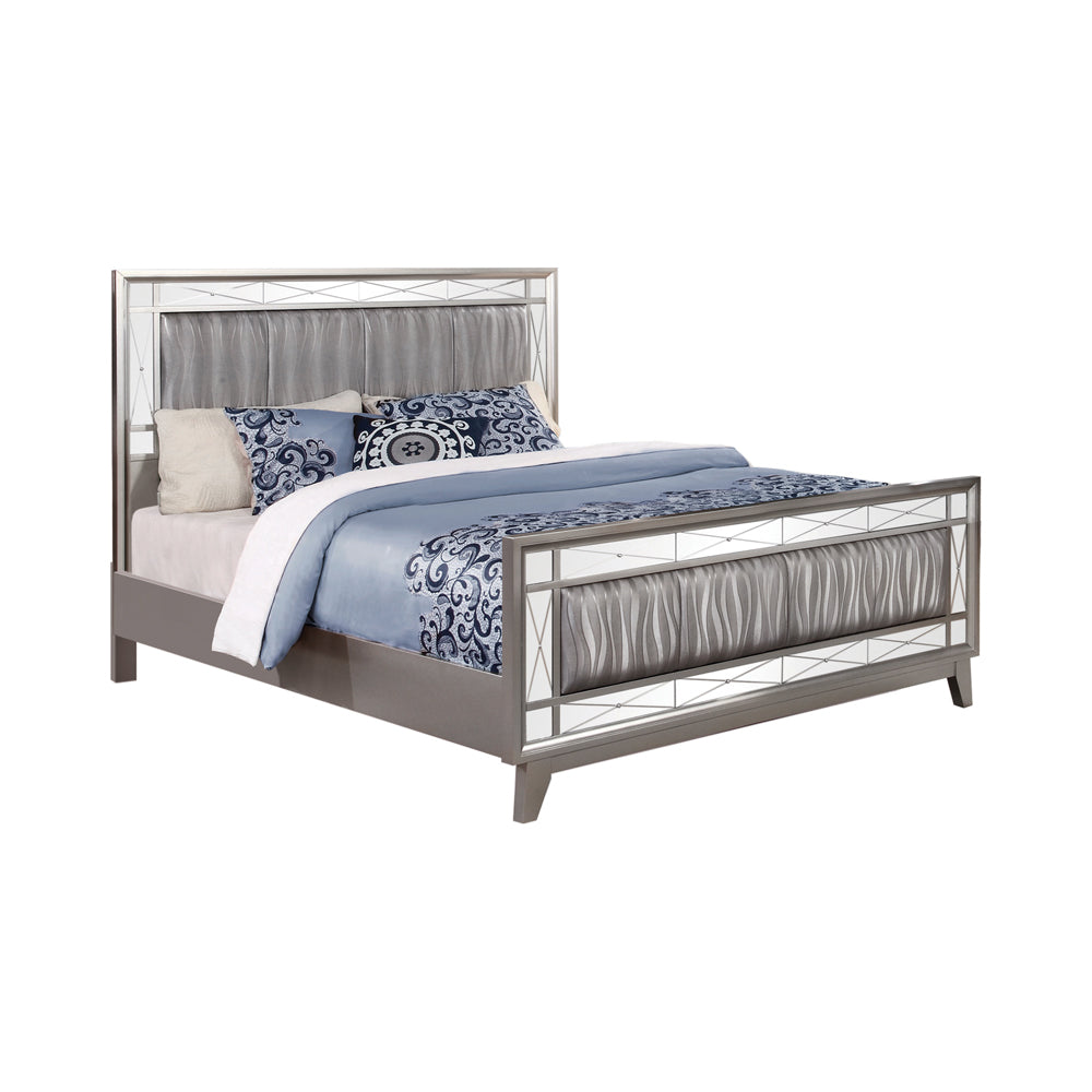 Leighton Wood Full Panel Bed Metallic Mercury