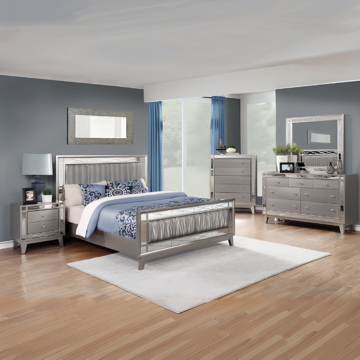 Leighton Wood Full Panel Bed Metallic Mercury