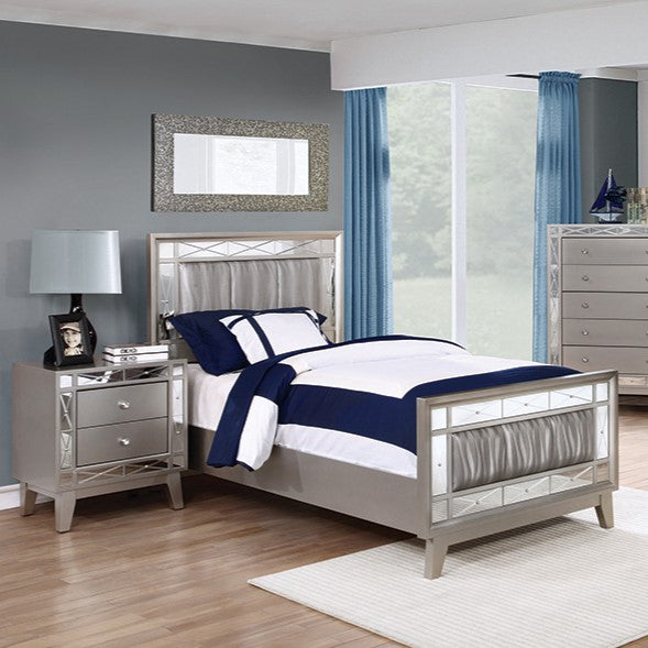 Leighton Wood Twin Panel Bed Metallic Mercury