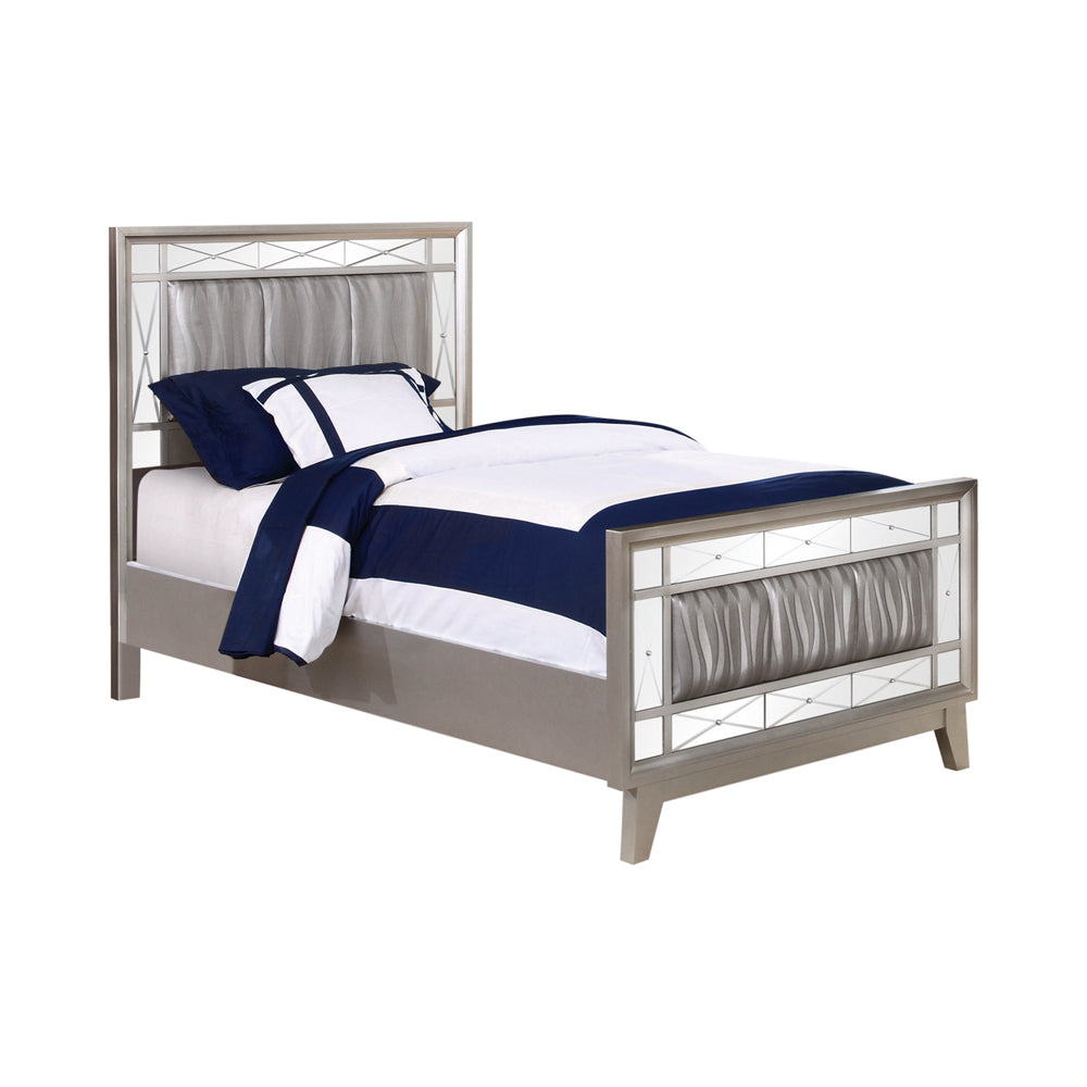 Leighton Wood Twin Panel Bed Metallic Mercury