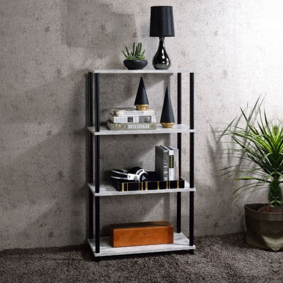 Nypho Bookshelf - White & Black Finish